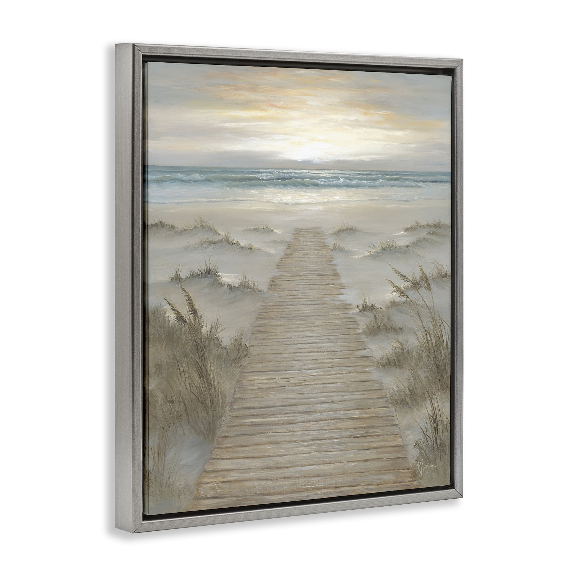 Stupell Industries The Path Towards Sunrise Gray Framed Floater Canvas Wall Art, design by Georgia Janisse