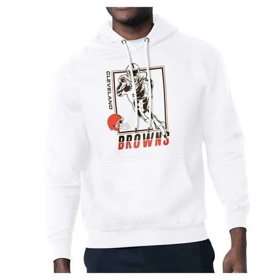 Men's-Starter  White Cleveland Browns Tri-Blend Pullover Hoodie