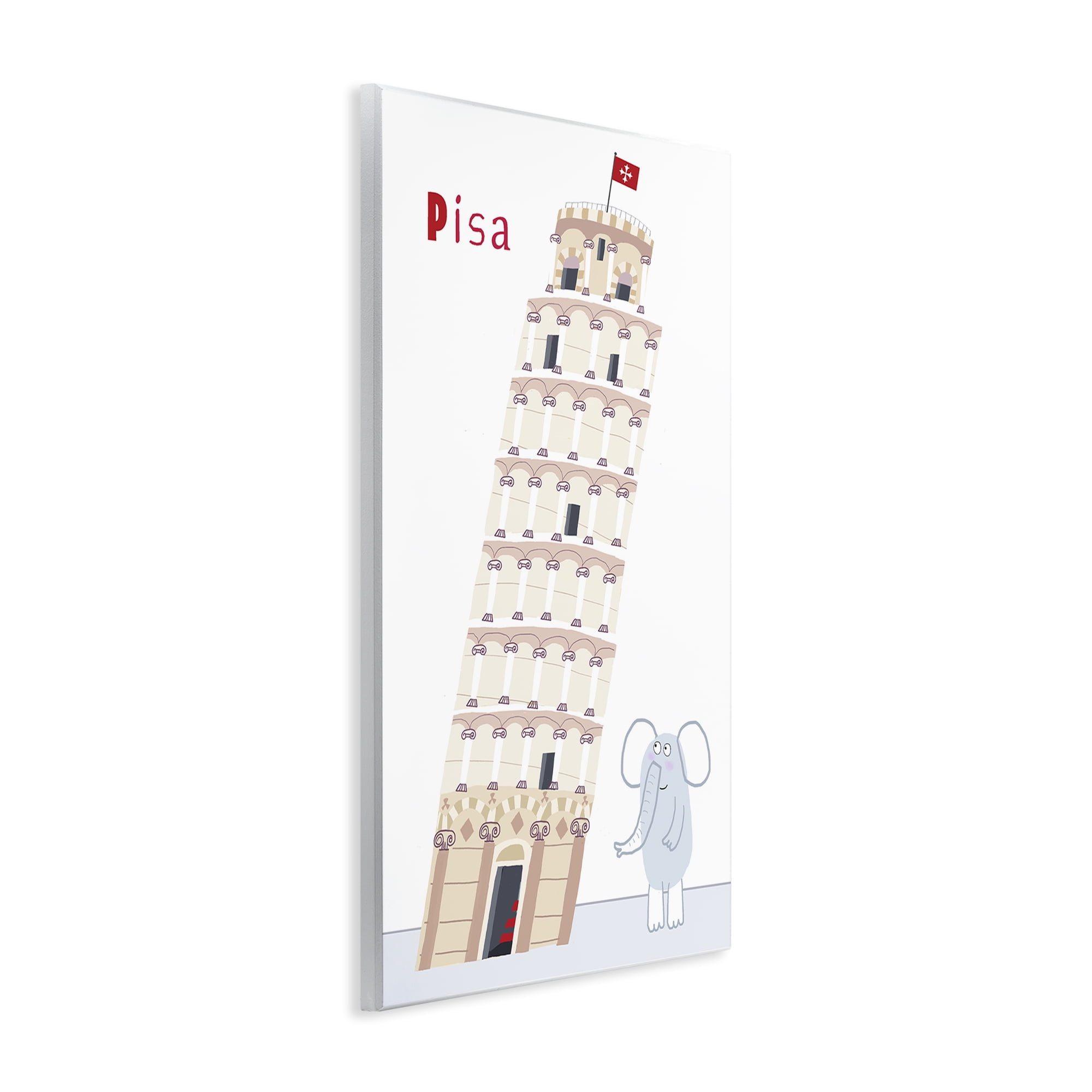 Elephant & Leaning Tower Pisa Wall Plaque Art, design by Carla Daly