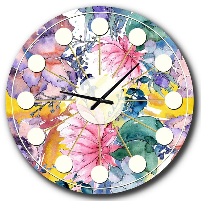 Designart Horloge Murale Rétro Florale Botanique V Style Mid-Century Modern