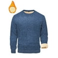 thumbnail image 4 of hlysgo Mens Fleece Lined Long Sleeve Shirts Fit Solid Color Crewneck Sweatshirts Warm Winter Pullover Tops Thermal Going Out Basic Tees Navy XXL, 4 of 5