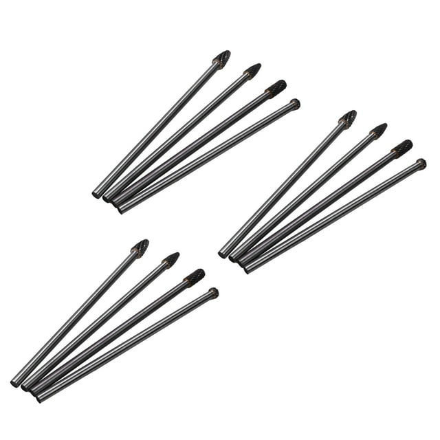 12 Unids Broca de Carburo de Tungsteno de Corte Doble, Fresa Giratoria de Alcance 1/4 Pulgada