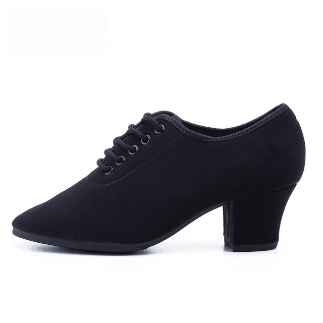 Zapatos de baile latino para adultos, tela Oxford, zapatos de ballet cuadrados negros para mujer, zapatos de baile social