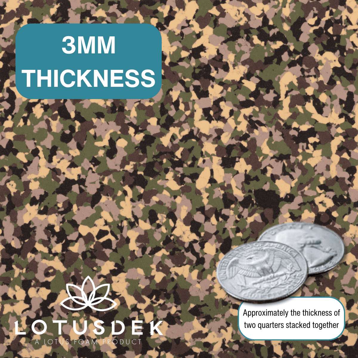 LotusDek 10 Pack of 12 Inch Squares GD150 3mm  - 12"x12" High Density Foam 130 kg/m3 for Cosplay, Costumes, Crafts - Green Camo Mix