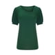 thumbnail image 3 of ICHUANYI Clearance Women's Summer Solid Color Casual V-neck Bubble Short Sleeve V-neck Top/Shirt(Green, S) ICHUANYI WER2023081402163, 3 of 5