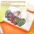 thumbnail image 3 of 15PCS Diamond Painting Keychains, DIY Handmade Double Sided Diamond Painting Kits, Elephant Heart Mandala Mosaic Painting for Keychains Phone Straps Bag Decoration with Painting Tools, 3 of 6