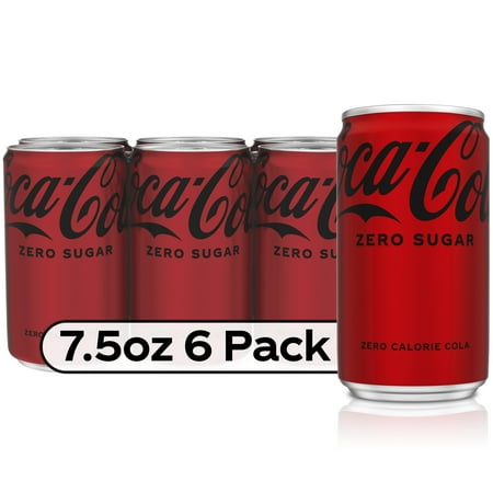 Coca-Cola Zero Sugar Mini Soda Pop Soft Drink, 7.5 fl oz, 6 Pack Cans