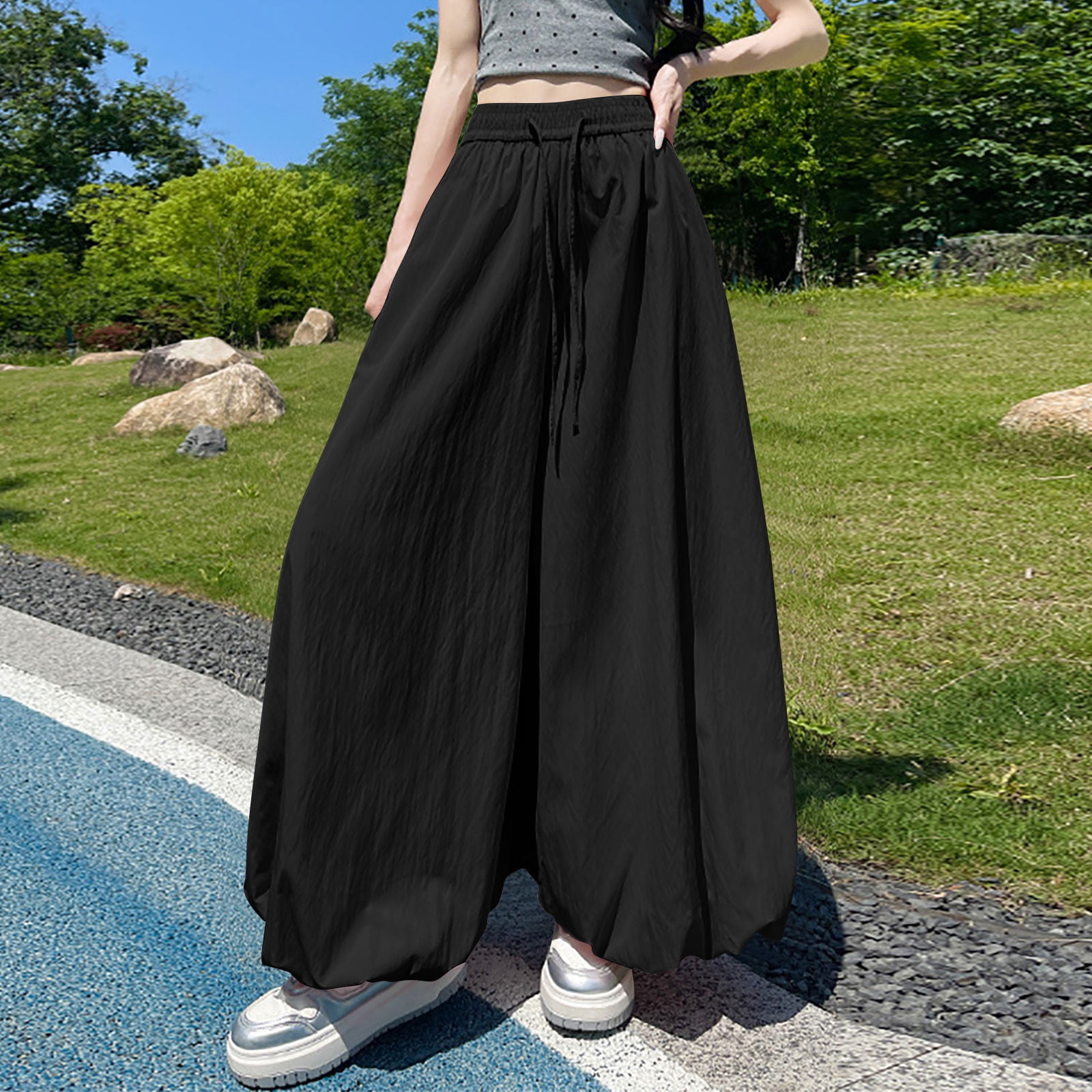 Zpanxa Women Trousers High Waisted Wide Leg 2025Casual Linen Pants