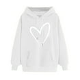 thumbnail image 2 of Awdenio Women's Sweatshirts Loose Fit Long Sleeve Love Print Drawstring Hooded with Pocket Valentine's Day ,Size M, 2 of 5