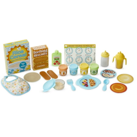 UPC: 0000772317085 | Melissa & Doug Mine to Love Mealtime Play Set for Dolls with Bottle Pretend Baby Food Jars Snack Pouch More (24 pcs)
