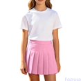thumbnail image 2 of Fozruso Girls Pleated Skirt, Stretch Elastic Waist School Uniform Skirt A Line Mini Skirt with Built-in Shorts(Pink), 2 of 6