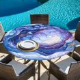 thumbnail image 5 of Modern Blue Round Tablecloth 55-60 Inch Round Fitted Table Cloth with Elastic Edge, Abstract Art Moire Contemporary Waterproof Table Cover Protector for Outdoor Picnic Party Dining, 5 of 6