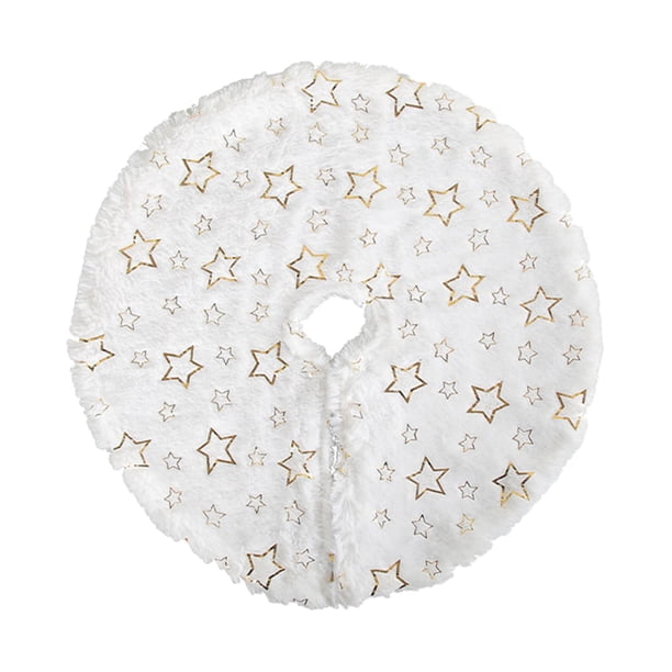 Cubierta de base para árbol de Navidad, falda de lujo sintética, decoraciones navideñas para interior y exterior Estrella de oro