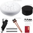 thumbnail image 6 of LOMUTY Steel Tongue Drum 11 Notes 12" Meditation Musical Percussion Instrument Hand Pan Drum(White), 6 of 6