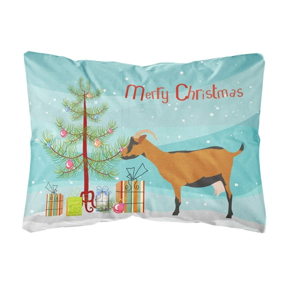 Carolines Treasures BB9255PW1216 Oberhasli Goat Christmas Canvas Fabric Decorative Pillow, Teal, 12H x16W, multicolor