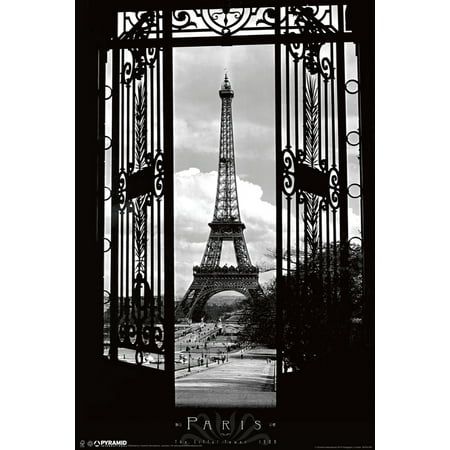Paris France Tower - Eiffel Tower Through The Gates Paris France Romantic Landmark 1909 Photograph Photo Poster - 12x18 inch