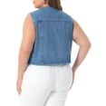 thumbnail image 3 of Agnes Orinda Women's Plus Size Cropped Denim Vest Button Down V Neck Sleeveless Casual Jean Waistcoat Jackets 4X Light Blue, 3 of 6