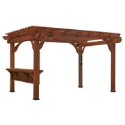 Backyard Discovery Ashland 14x10 Cedar Wood Outdoor Pergola Kit, Trellis Roof, Bar Top