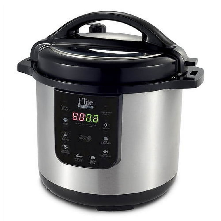 Elite Platinum 8Qt. Electric Stainless Steel Pressure Cooker w 9 Function Digital Display Cinnamon Red EPC 813C