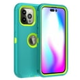 thumbnail image 4 of Xhy iPhone 14 Pro Case with Screen and Lens Protector Military Grade Heavy Duty Protection 3 in 1 Shockproof Armor Rugged Durable Detachable for iPhone 14 Pro 6.1 inch 2022 Phone - Green+Yellow, 4 of 6