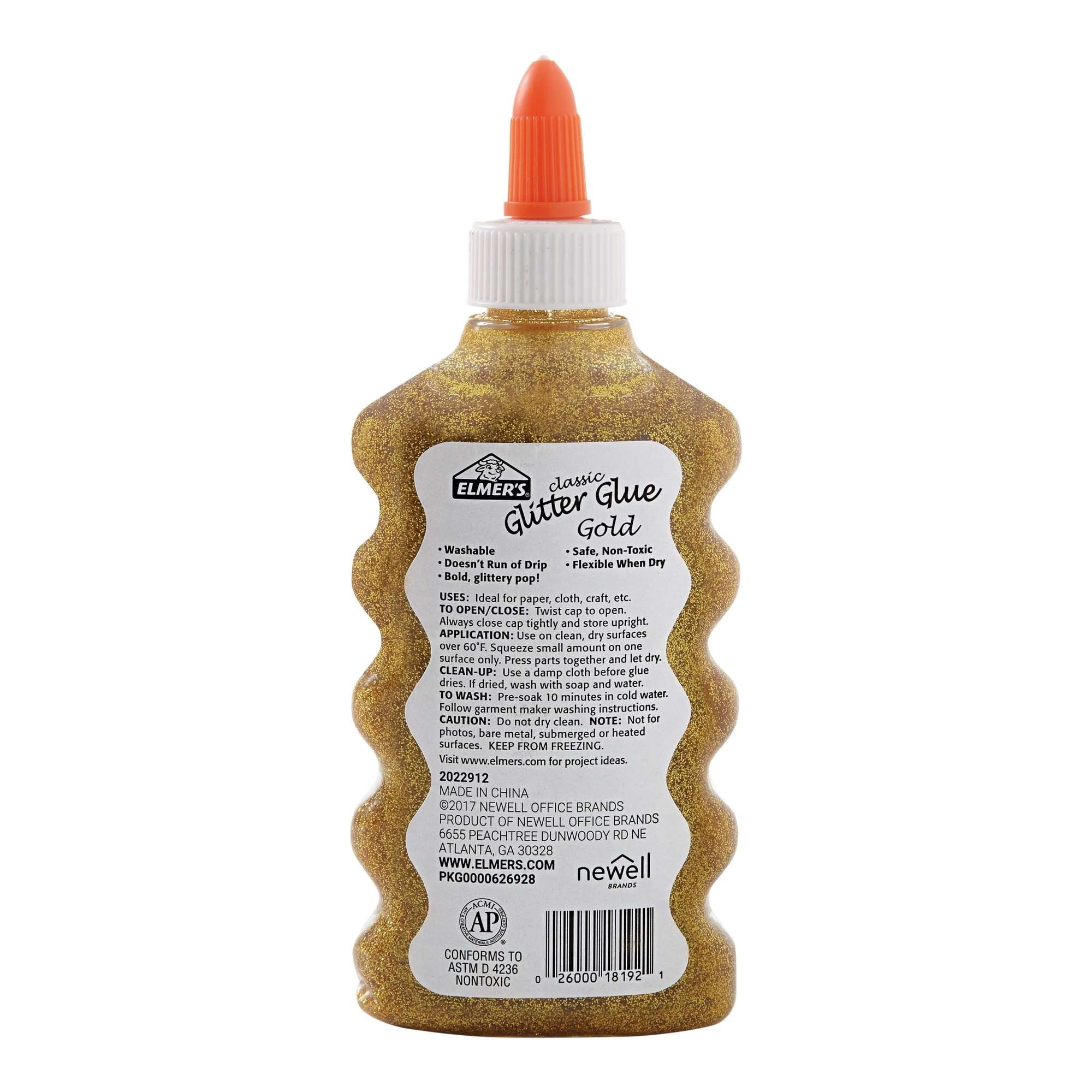(3 pack) Elmer's Liquid Glitter Glue, Washable, Gold, 6 Ounces, 1 Count - Great for Making Slime