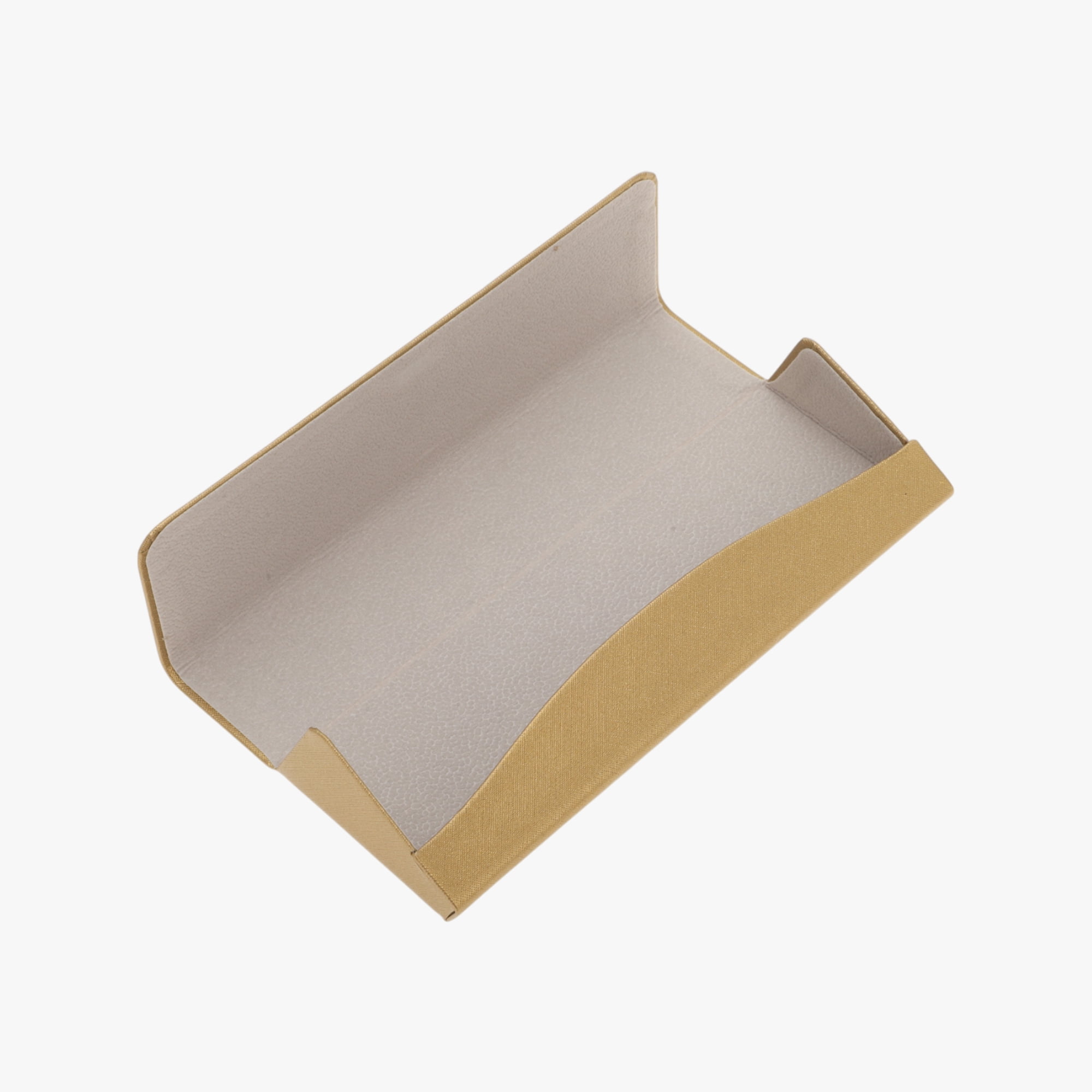 Unique Bargains Triangle Foldable Eyeglasses Case 6.38"x2.4"x1.26"(L*W*H) Gold Tone