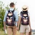thumbnail image 5 of Picia Fox Couple Printed Canvas Daypack - Stylish and Durable Vintage Compact Backpack - Class, Work, Travel, or Laptop Bookbag,Organized Compartments-Small, 5 of 6