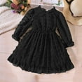 thumbnail image 4 of Spazoro Toddler Baby Kid Girls Dresses, Long Sleeve Round Neck Elegant Flower Princess Dress Black Size 4T, 4 of 6