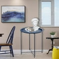 thumbnail image 3 of aboxoo Folding Tray Metal Side Table 2PC Blue Round End Table Cyan Sofa Small Accent Fold-able Table, Round End Table Tray, Next to Sofa Table, Snack Table for Living Room and Bed Room, 3 of 9