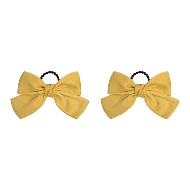 Bandeau Grand pour Cheveux, Pince à Ressort, Nœud Réglable, Multicolore, Sans Accroc, Porte-Queue, Épingles à Cheveux, Chouchous pour Filles, Jaune, 2Ensemble