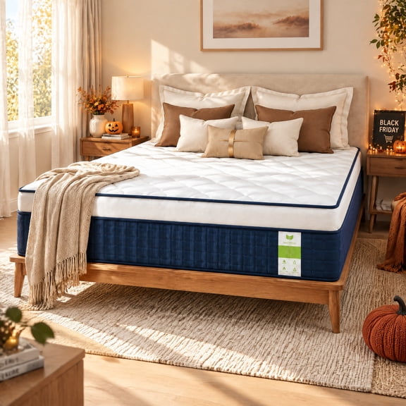 Yantan 12 Inch Queen Hybrid Mattress,Medium Firm Pocket Spring Hybrid Mattress in a Box,Edge Support,Tencel Cooling