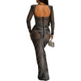 thumbnail image 2 of XINQIHANG Robe Moulante Sexy Élégante pour Femmes avec Strass, Robe de Soirée Longue, 2 of 3