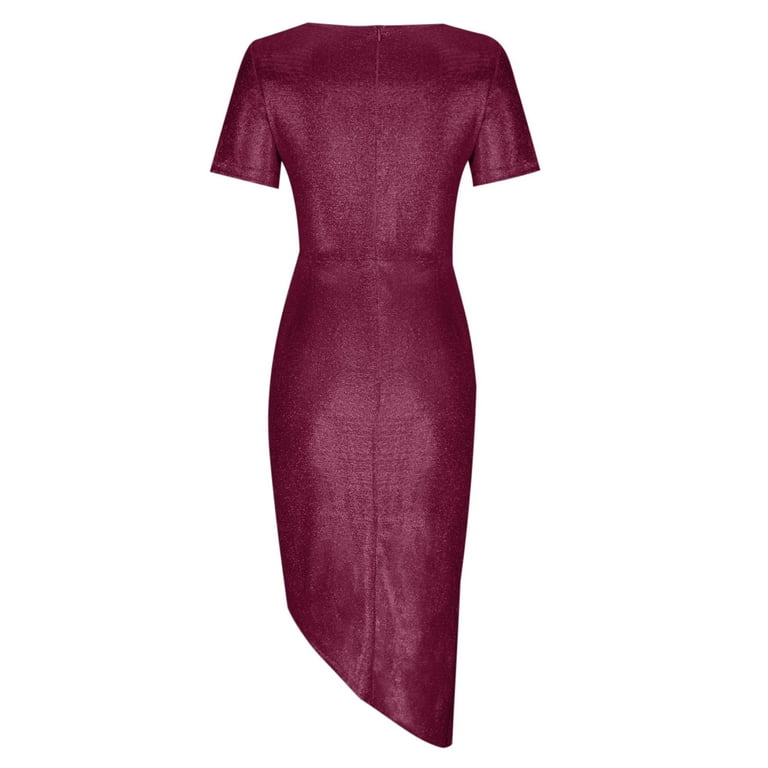 Ashirexll Evening Dresses for Women Gold Plated Short Sleeve V-Neck  Sparkling Dress Plus Size Evening Party Sexy Dress Wedding Dress Purple XXL  - Walmart.com