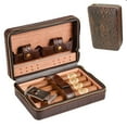 thumbnail image 1 of Estuche de cuero para humidificador de cigarros de viaje, madera de cedro portátil con humidificador para 4 cigarros, 1 of 8