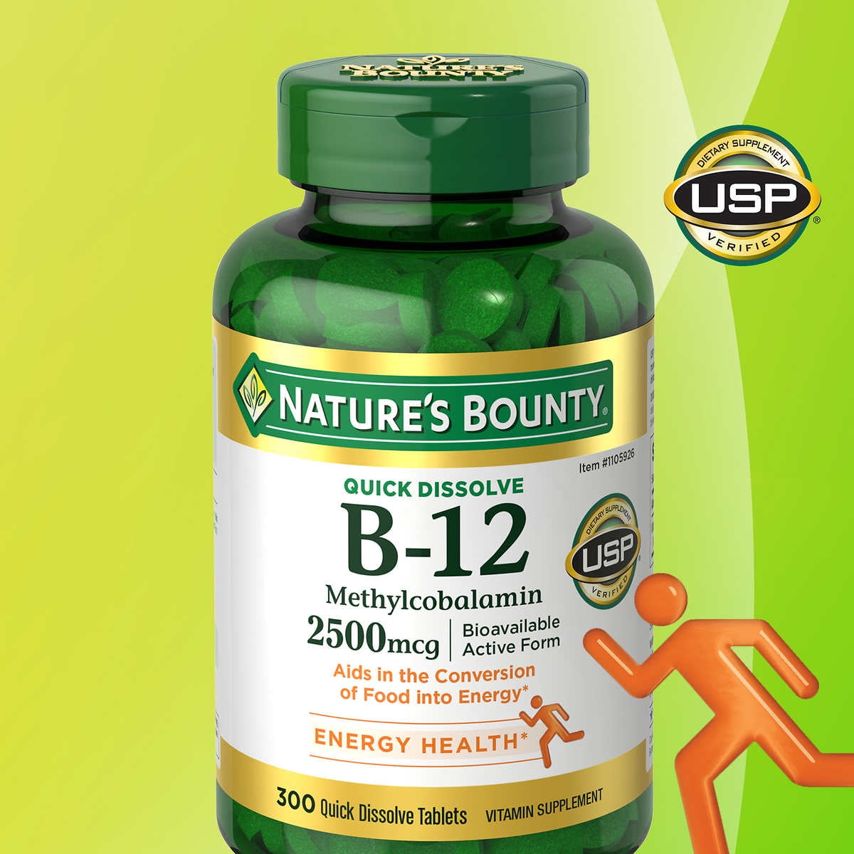 Nature's Bounty Vitamin B12 2500 mcg, 300 Quick Dissolve Tablets