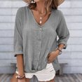 thumbnail image 1 of Camisa superior para mujer Camisa suelta con cuello en V Camisas con botones Blusa supersuave de un solo pecho FLhrweasw Nuevo, 1 of 7
