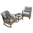 thumbnail image 3 of Olurrisa 3 Pieces Patio Conversation Set, Outdoor Rocking Chair, Wicker Bistro Set, Outdoor Furniture with Porch Chairs and Coffee Table for Deck Garden Poolside, 3 of 11