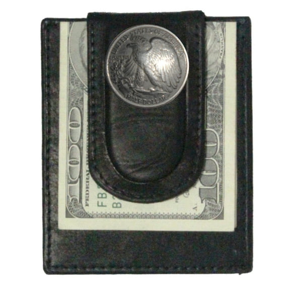 Custom Walking Liberty Half Dollar Tails Paul and Taylor Money Clip Wallet Black