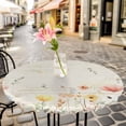 thumbnail image 4 of Watercolor Wildflowers Fitted Tablecloth with Elastic Edged, Round Table Cloth for Dining Table, Farmhouse Country Botanical Flowers Waterproof Oil Proof Table Cover for Indoor Outdoor 55"-60", 4 of 8