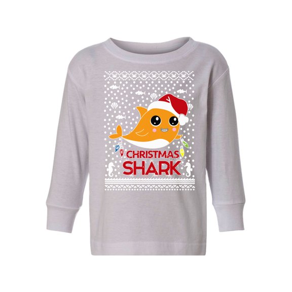 Awkward Styles Christmas Long Sleeve Shirt for Boys Girls Toddler Orange Xmas Shark Shirt
