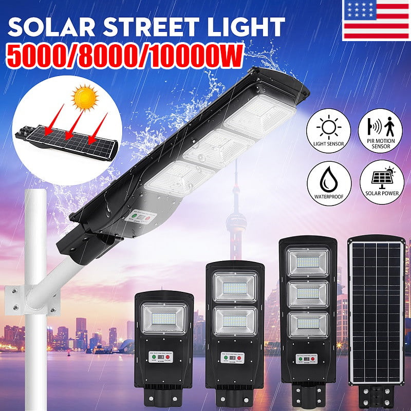 Remote Control+Pole 155000LM Solar LED Street Light Outdoor IP67 Road Lamp 
