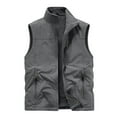 thumbnail image 3 of VBTAPA Men's Fleece Vest Lightweight Reversible Sleeveless Jacket Stand Collar Full Zipper Outdoor Winter Coats with Pockets Gray L, 3 of 4