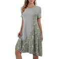 thumbnail image 3 of JuneFish Women's Summer Short Sleeve Casual Dress Patchwork Design Dress with Pockets, 3 of 6