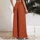 thumbnail image 3 of Pantalones de mujer Pierna ancha Cordón Cintura alta Color puro Transpirable Pantalones largos sueltos Rojo L, 3 of 5