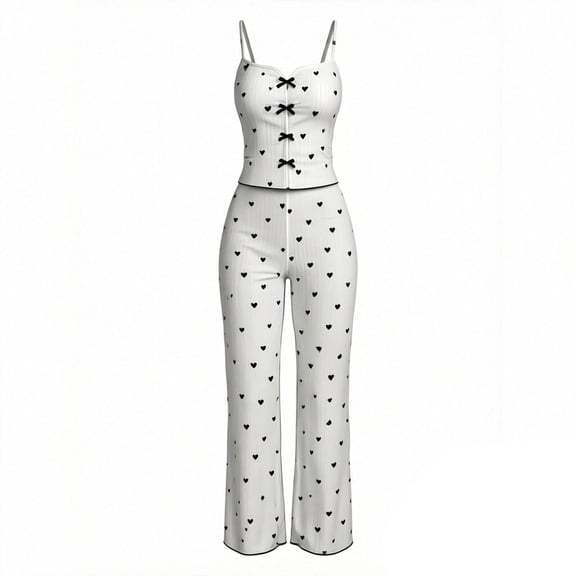 Asxite Pajamas for Women Set Loose Breathable Short Sleeve Mesh Print Top and Shorts Sleepwear
