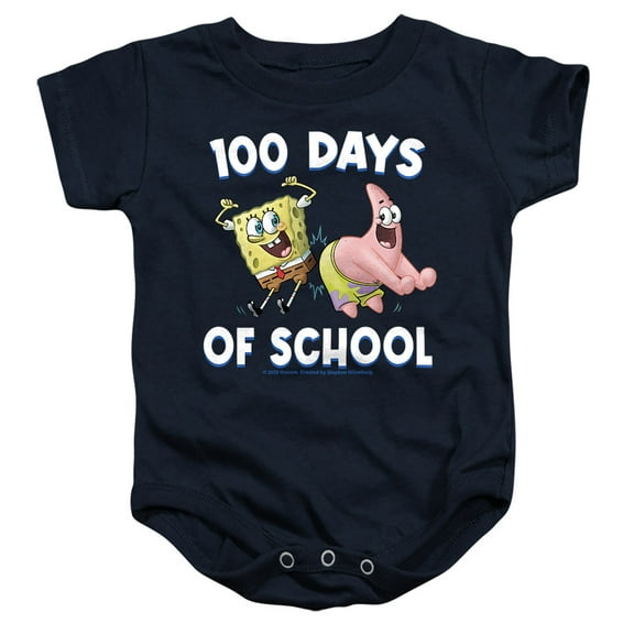 SpongeBob Patrick 100 Days of School Unisex Infant Snap Suit for Baby, Navy, Medium