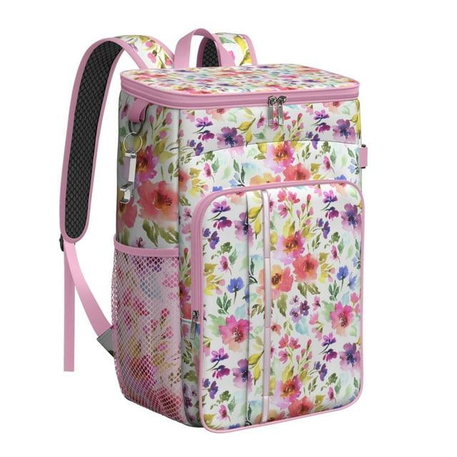 Sac à Dos Glacière Isolé Style Ferme Rustique avec Roses et Pivoines, Sac à Dos-Repas Étanche et Anti-Fuite pour Pique-Niques Romantiques, Journées à la Plage