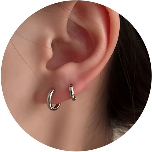 DESIGNICE 2 Pairs Small Sterling Silver Hoop Earrings for Women – Lightweight Tiny Huggie Hoops, Hypoallergenic Mini Cartilage Earrings, Pack of Sterling Silver Earrings for Women