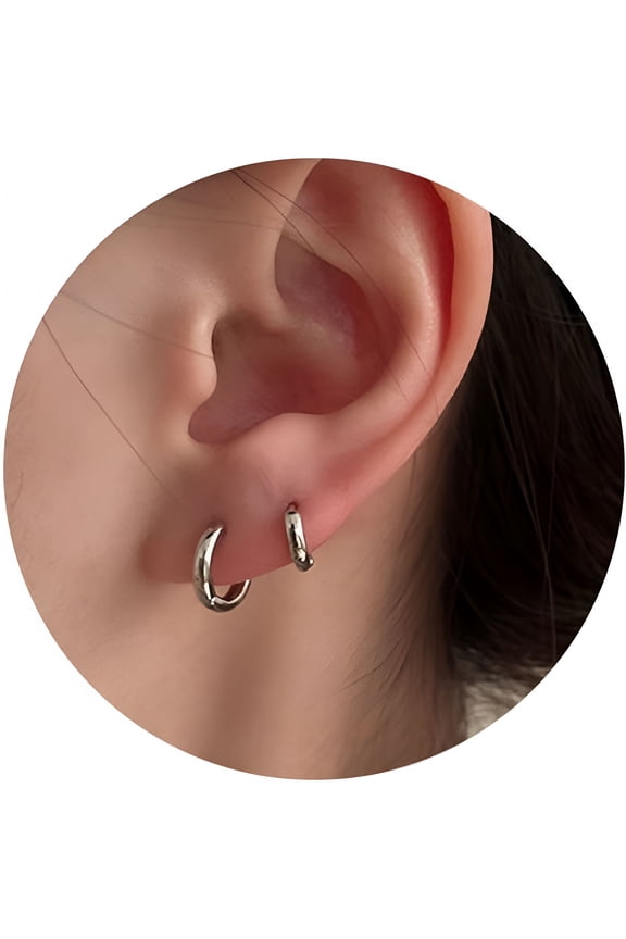 2026 New 2 Pairs Small Sterling Silver Hoop Earrings for Women  Lightweight Tiny Huggie Hoops,Hypoallergenic Mini Cartilage Earrings,Pack of Sterling Silver Earrings for Women