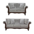 thumbnail image 6 of JERFIT Modern Gray Chenille Sofa and Loveseat Set with Carved Wood Frame for Living Room, 6 of 9